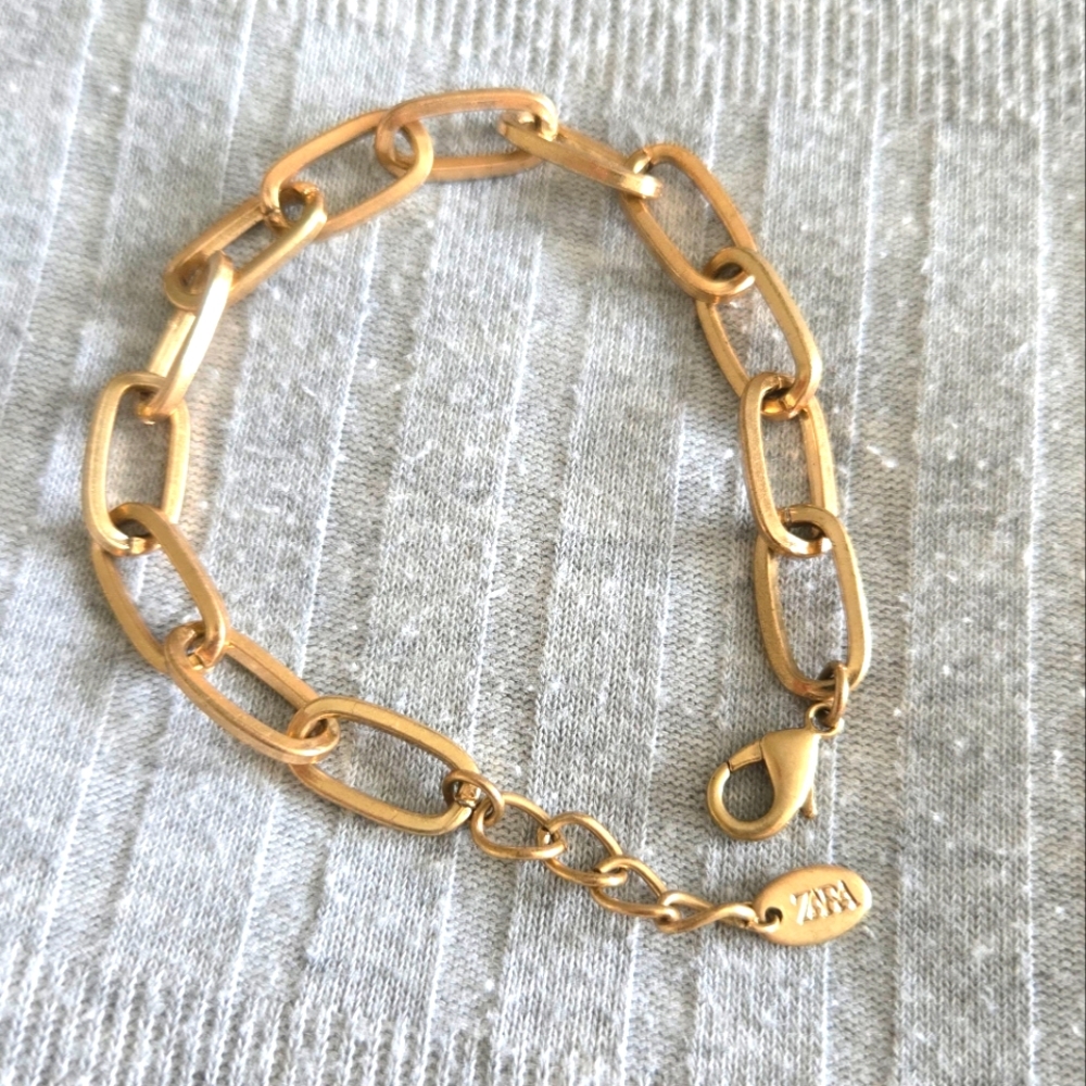 ZARA Gold Link Chain Bracelet Adjustable Paperclip